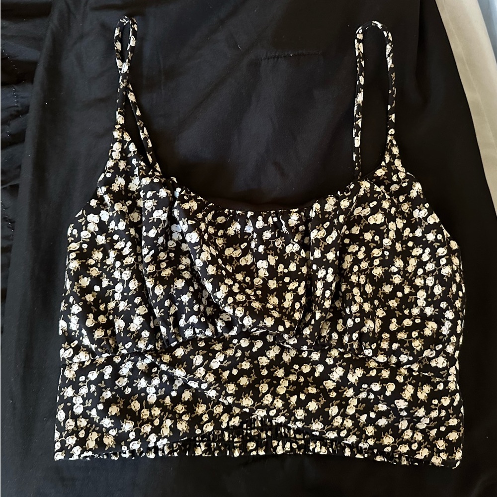 Floral Black and White Women's Top